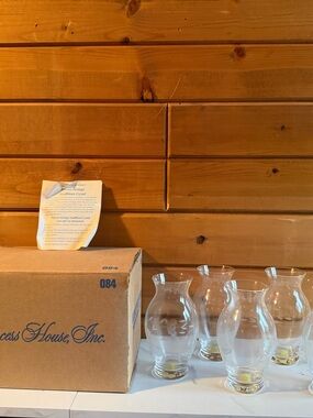 Princess House Clear Handblown Etched Glass Votives (Set of 4)